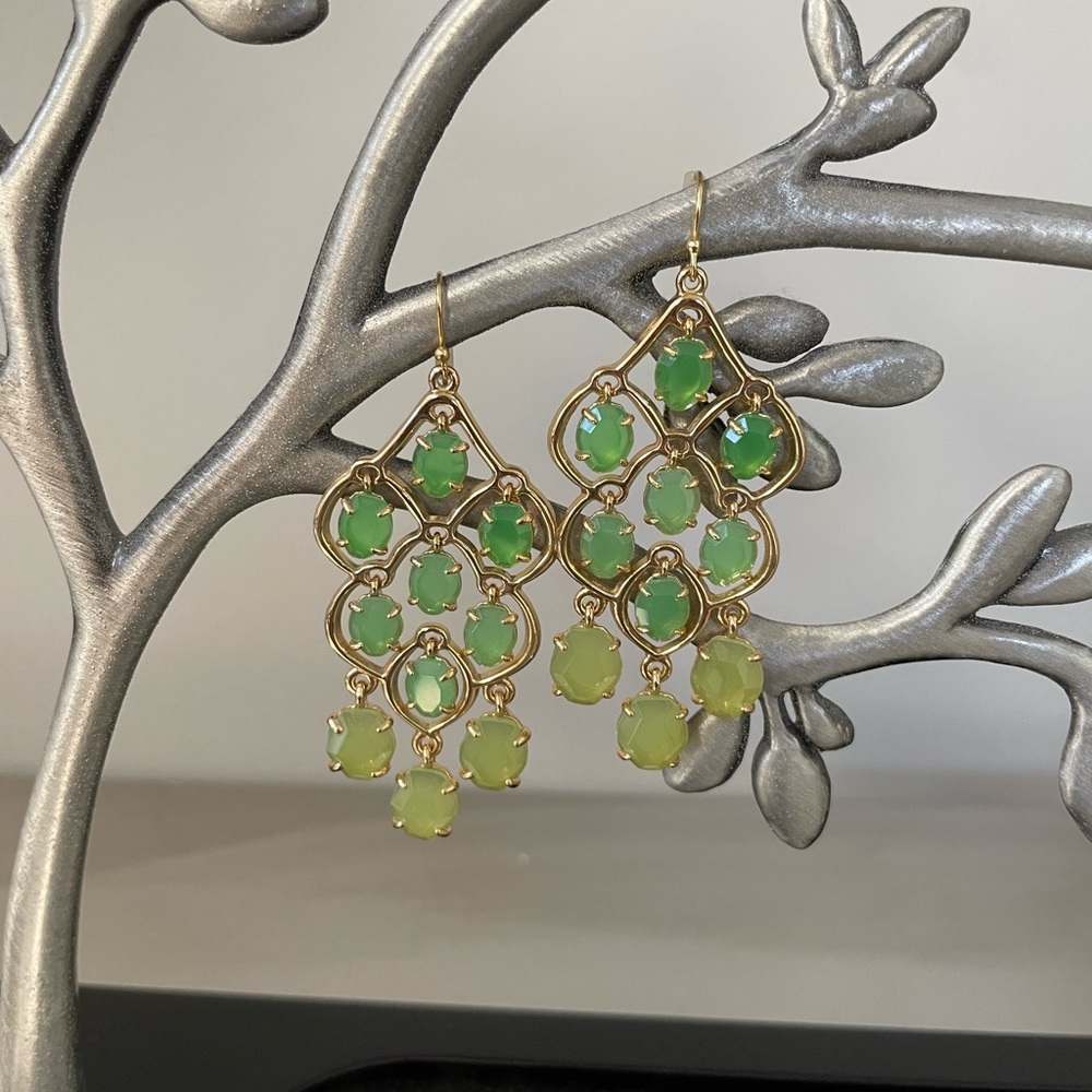 Stella & Dot ‘Hannah’ gold and green drop earrings